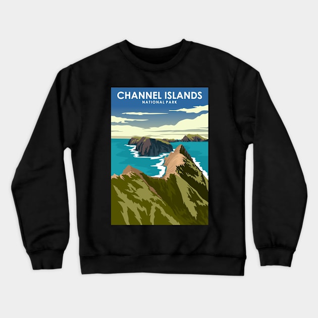 Channel Islands National Park Vintage Minimal Retro Travel Poster Crewneck Sweatshirt by jornvanhezik